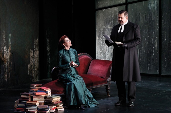 Linda Cropper (Mrs Alving) and Philip Quast (Pastor Manders). Image courtesy of Jeff Busby