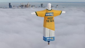Photograph of Christ the Redeemer balloon over Melbourne