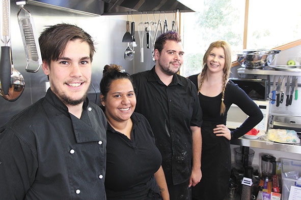 Narana chef Hayden with café staff Nikayla, Levi and Trichelle